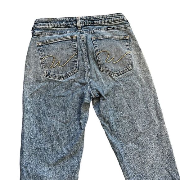 WRANGLER Acid Wash Distressed Mid Rise Straight Leg Denim Jean 5 - Picture 4 of 9